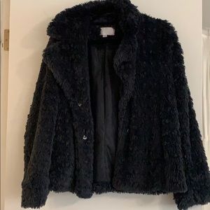Dark navy faux fur coat
